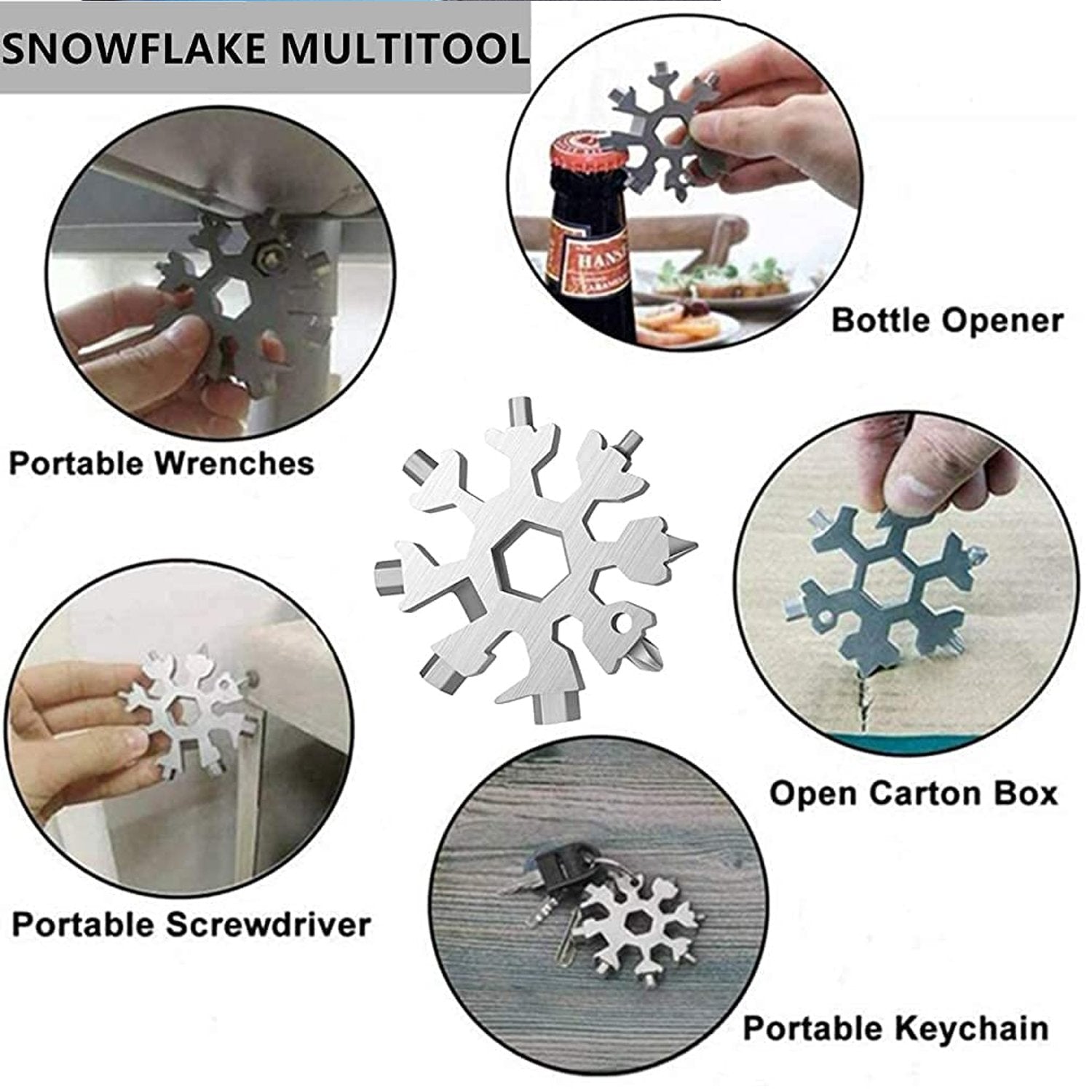 Durable & Portable 18 in 1 Snowflake Multi-Tool, Snowflake Bottle Opener Flat Phillips Screwdriver Kit Wrench Durable & Portable 18 in 1 Snowflake Multi-Tool, Snowflake Bottle Opener Flat Phillips Screwdriver Kit Wrench